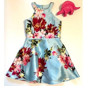 Zunie Floral Kids Dress - Blue and Red